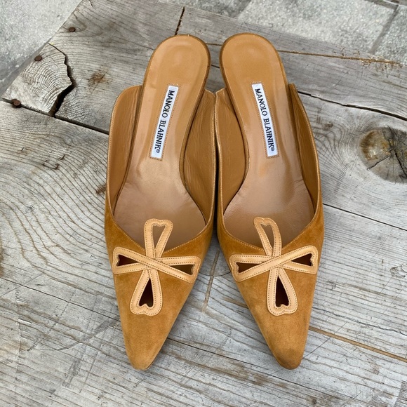 tan suede mules